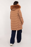 Elegant Women's Quilted Down Jacket with Detachable Hood