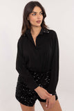 Elegant Women's Classic Cut Shirt with Zircon Accents
