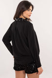 Elegant Women's Classic Cut Shirt with Zircon Accents