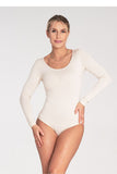 Elegant Long-Sleeved Bodysuit with Boat Neckline
