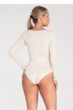 Elegant Long-Sleeved Bodysuit with Boat Neckline