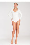 Elegant Long-Sleeved Bodysuit with Boat Neckline