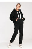 Thick Cotton Hoodie with Pleated Sleeves and Front Pocket