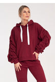 Cozy Cotton Hooded Sweatshirt with Pleated Sleeves & Pocket