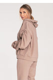 Cozy Cotton Hoodie with Front Pocket and Ruched Sleeves