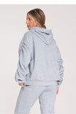 Thick Cotton Hoodie with Pleated Sleeves and Front Pocket