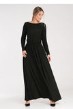 Elegant Long Sleeve Maxi Dress with Boat Neckline