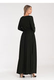 Elegant Long Sleeve Maxi Dress with Boat Neckline