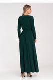 Elegant Long Sleeve Maxi Dress with Boat Neckline