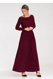 Elegant Long Sleeve Maxi Dress with Boat Neckline