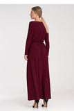Elegant Long Sleeve Maxi Dress with Boat Neckline
