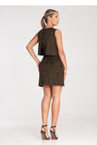 Chic Two-Layer Suede Dress with Eye-Catching Cutouts