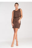 Chic Suede Dress with Cutouts and Slit Detail