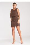 Chic Suede Dress with Cutouts and Slit Detail