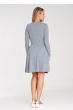 Flared Cotton Dress with Long Sleeves and Envelope Neckline