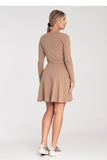 Flared Cotton Dress with Long Sleeves and Elastic Waist