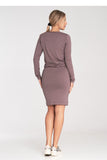 Chic Long Sleeve Dress with Waist Tie and Round Neckline