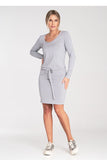 Chic Long Sleeve Dress with Adjustable Waist Ties