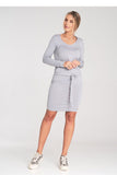 Chic Long Sleeve Dress with Adjustable Waist Ties