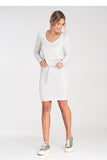 Chic Long Sleeve Dress with Waist Tie and Half-Round Neckline
