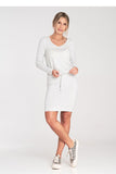 Chic Long Sleeve Dress with Waist Tie and Half-Round Neckline