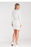 Chic Long Sleeve Dress with Waist Tie and Half-Round Neckline