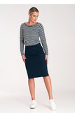 Striped Long Sleeve Cotton Dress with Stylish Material Mix
