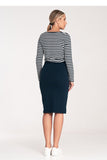 Striped Long Sleeve Cotton Dress with Stylish Material Mix