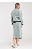 Chic Two-Color Women's Velour Blouse and Skirt Set