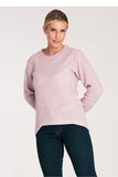 Asymmetrical Long Sleeve Sweater with Round Neckline