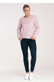 Asymmetrical Long Sleeve Sweater with Round Neckline