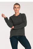 Asymmetrical Long Sleeve Sweater with Round Neckline