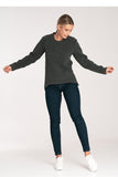 Asymmetrical Long Sleeve Sweater with Round Neckline