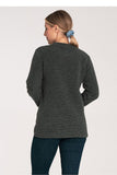 Asymmetrical Long Sleeve Sweater with Round Neckline