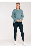 Asymmetrical Long Sleeve Sweater with Round Neckline