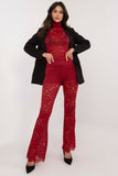 Elegant High-Waisted Lace Bell-Bottom Pants for Events