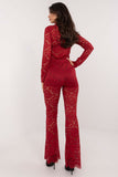 Elegant High-Waisted Lace Bell-Bottom Pants for Events