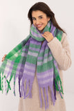 Chic Check Pattern Scarf with Fringes for Stylish Warmth