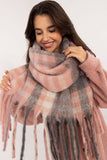 Elegant Checkered Scarf with Fringes for Winter Fashion