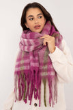 Elegant Checkered Scarf with Fringes for Cold Weather