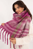 Elegant Checkered Scarf with Fringes for Cold Weather