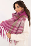 Elegant Checkered Scarf with Fringes for Cold Weather