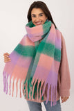 Elegant Check Pattern Scarf with Fringes for Winter Style