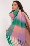 Elegant Check Pattern Scarf with Fringes for Winter Style