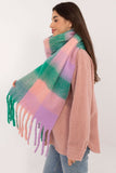 Elegant Check Pattern Scarf with Fringes for Winter Style