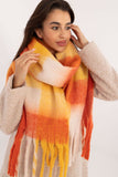 Elegant Check Pattern Scarf with Tassels for Winter Style