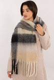 Elegant Check Pattern Scarf with Tassels for Winter Style