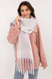 Elegant Check Pattern Polyester Scarf with Tassels for Winter