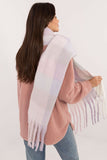 Elegant Check Pattern Polyester Scarf with Tassels for Winter