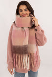 Elegant Check Pattern Polyester Scarf with Tassels